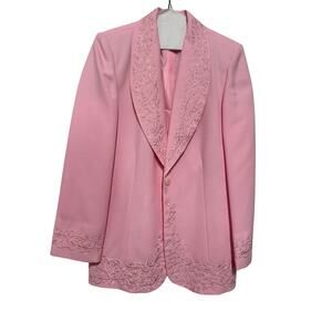 Women's Lily Lee Pink 2-Piece Suit, Calf Length, Size 12, Vintage Embroidered
